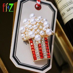 Movie Theater Sparkling Popcorn Pin Brooch